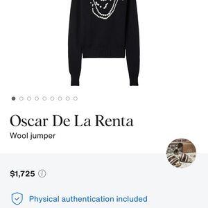 Oscar de la Renta Black Wool Jumper with Pearl Detail